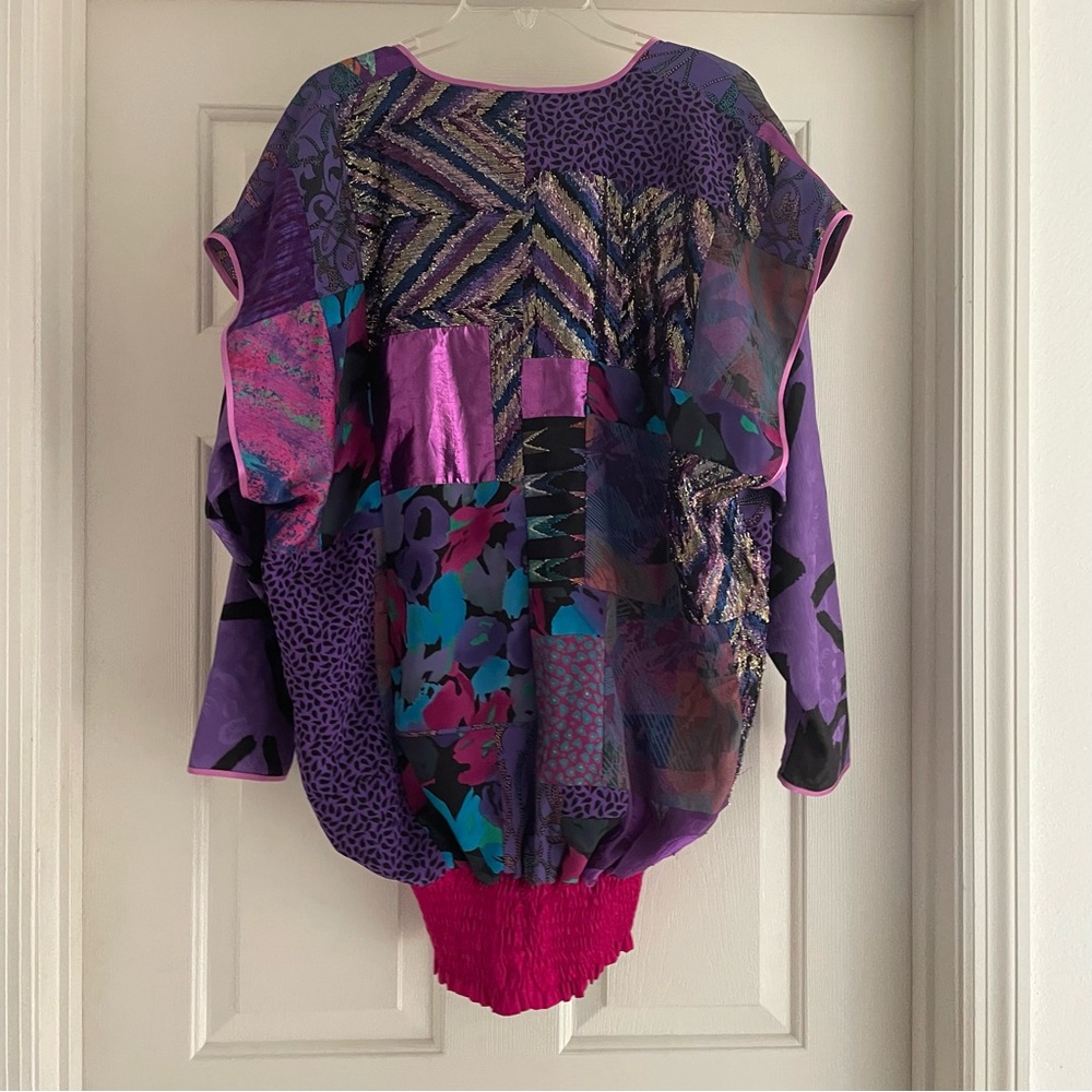 Vintage Shepherds Colorful Patchwork silk blend 70s 80s Made in Australia silky - Picture 4 of 14